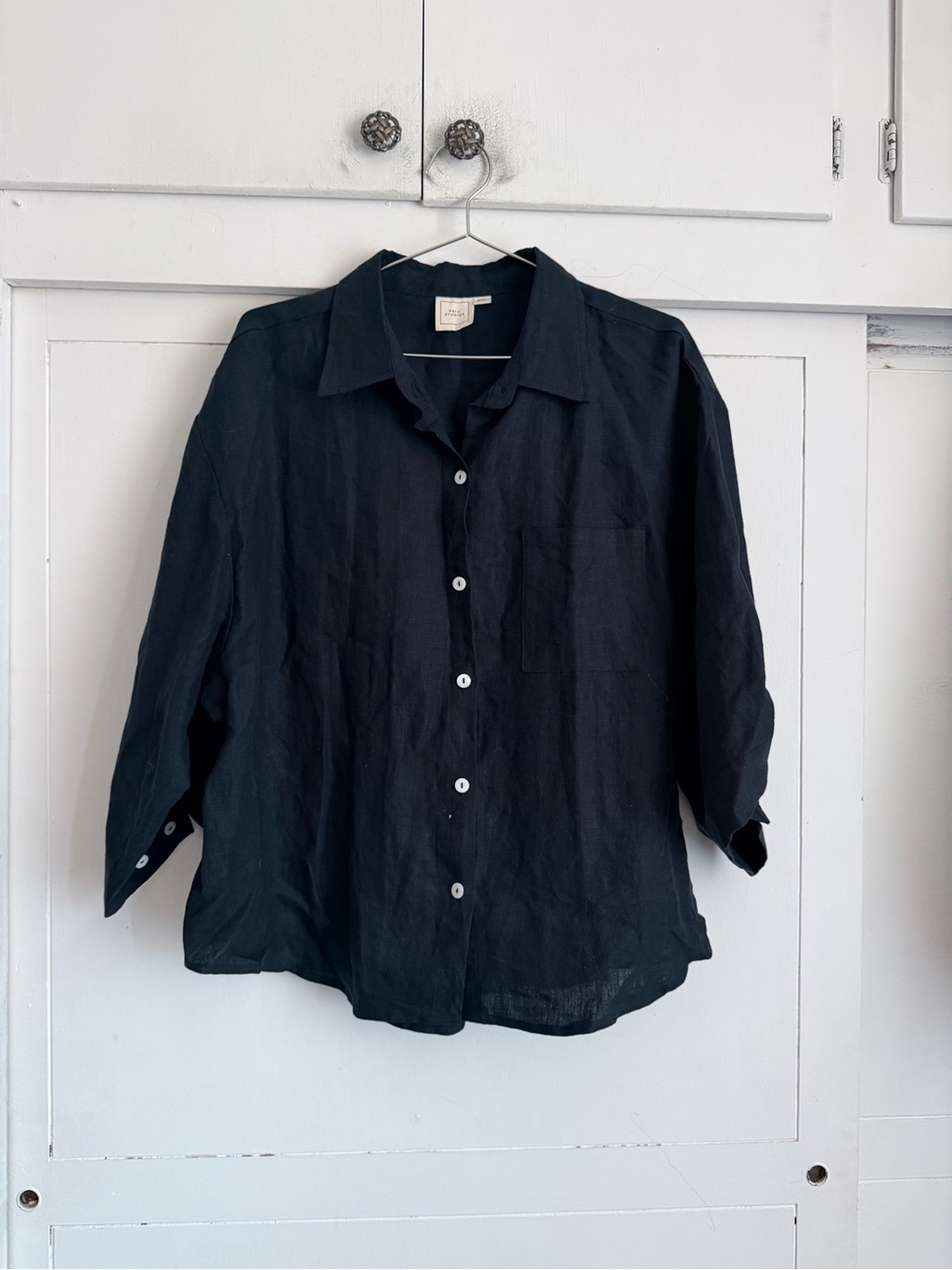 Deiji Studios Black Linen Button Up